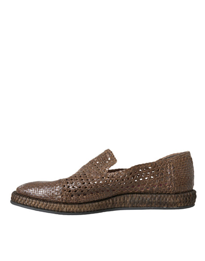 Dolce &amp;amp; Gabbana Bruna Vävda Läderloafers Casual Skor