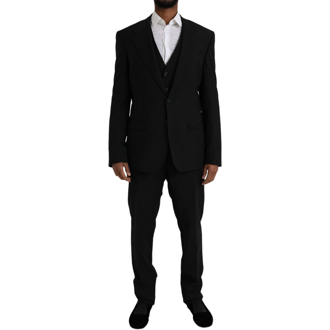 Dolce &amp;amp; Gabbana svart polyester STAFF formell 3-delad kostym