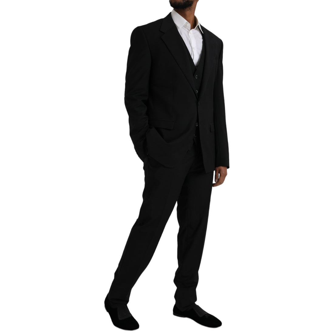 Dolce &amp;amp; Gabbana svart polyester STAFF formell 3-delad kostym