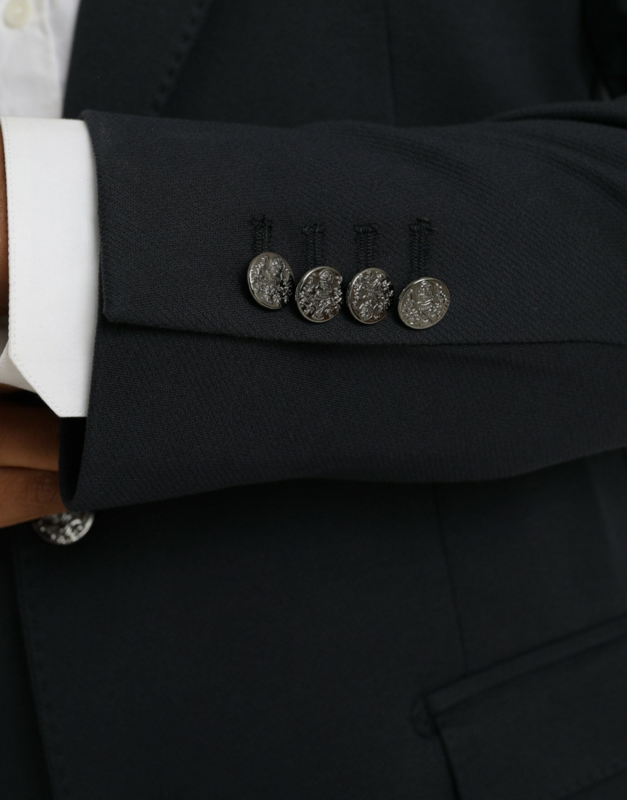 Dolce &amp; Gabbana Dark Blue Cotton Single Breasted Coat Blazer