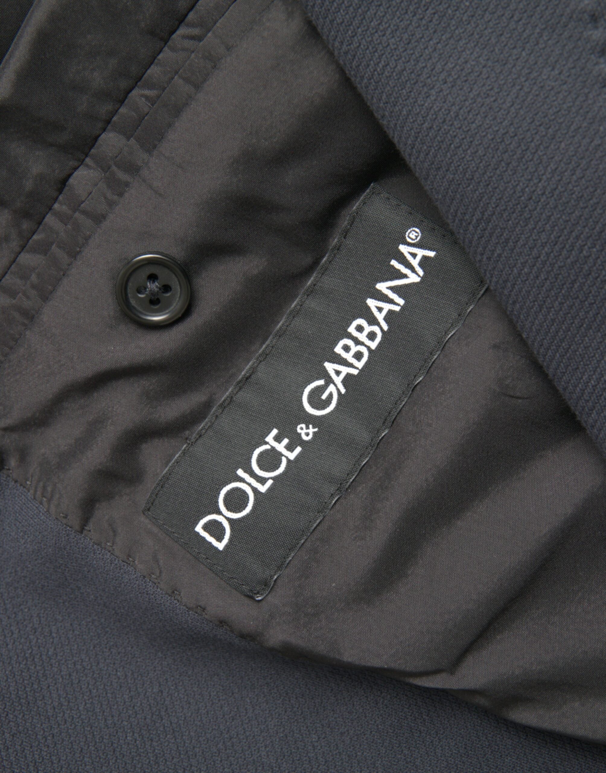 Dolce &amp; Gabbana Dark Blue Cotton Single Breasted Coat Blazer