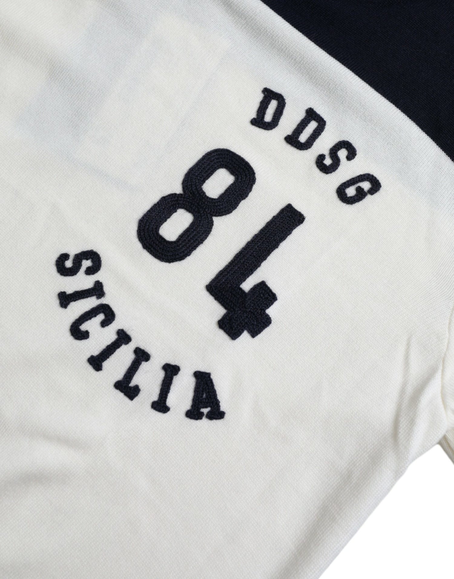 Dolce &amp;amp; Gabbana Vit Svart SICILIA Henley Skjorttröja