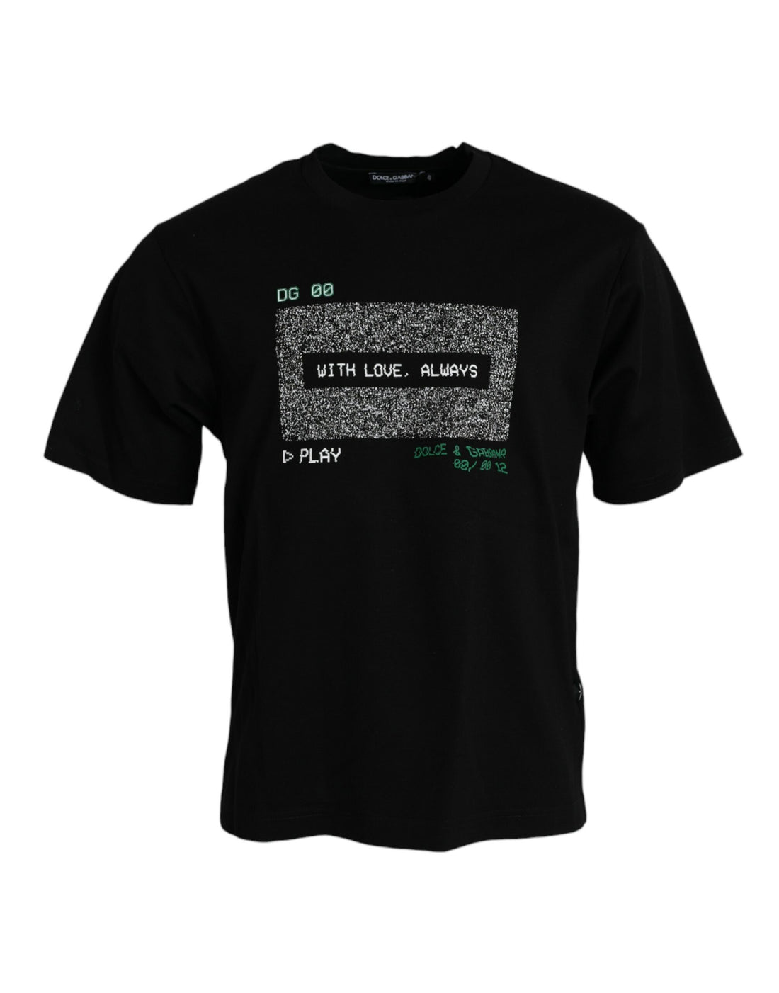 Dolce &amp;amp; Gabbana Svart T-shirt med rund halsringning och kärlekstryck