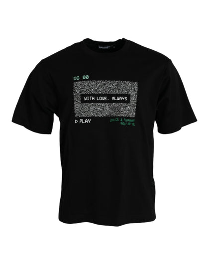 Dolce &amp;amp; Gabbana Svart T-shirt med rund halsringning och kärlekstryck