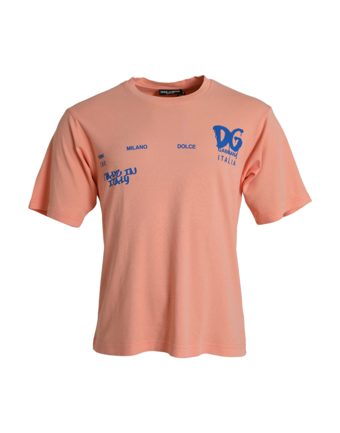 Dolce &amp;amp; Gabbana Korallfärgad bomulls-t-shirt med logotyptryck, kortärmad