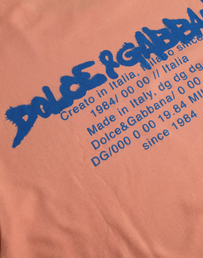 Dolce &amp;amp; Gabbana Korallfärgad bomulls-t-shirt med logotyptryck, kortärmad