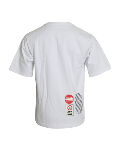 Dolce &amp;amp; Gabbana Vit Amor Heart Bomull Rundringad Kortärmad T-shirt