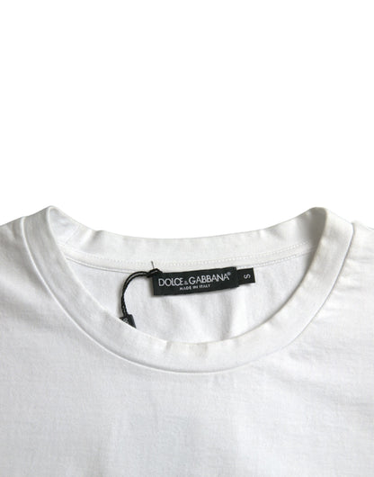 Dolce &amp;amp; Gabbana Vit Amor Heart Bomull Rundringad Kortärmad T-shirt