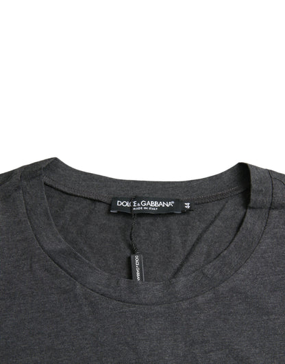 Dolce &amp;amp; Gabbana Grå Logotyptryck Rundringad Kortärmad T-shirt