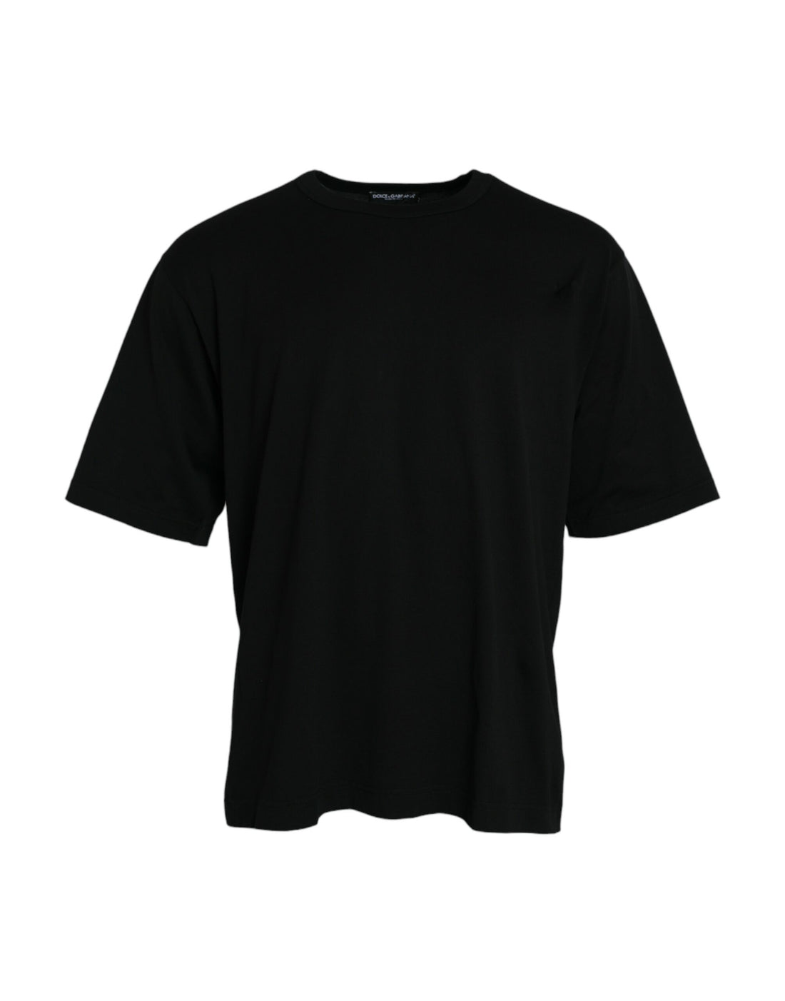 Dolce &amp;amp; Gabbana svart t-shirt med präglad logotyp och rund halsringning, korta ärmar