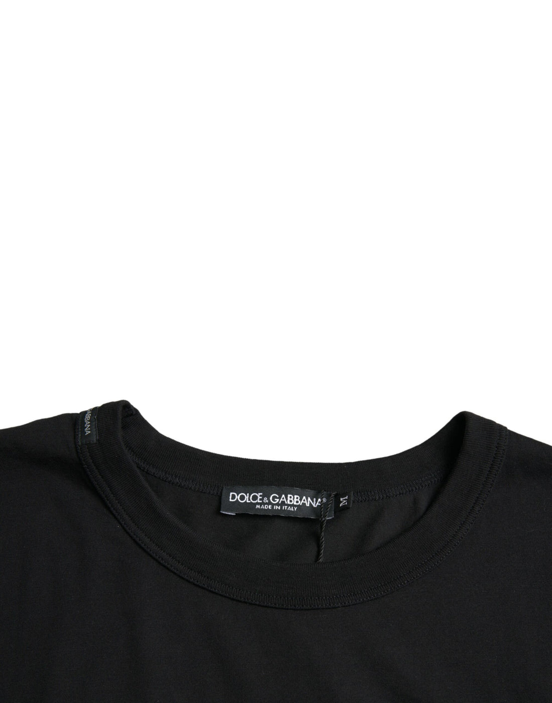 Dolce &amp;amp; Gabbana svart t-shirt med präglad logotyp och rund halsringning, korta ärmar
