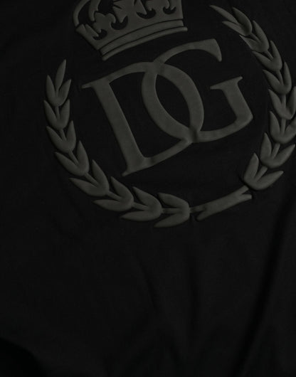 Dolce &amp;amp; Gabbana svart t-shirt med präglad logotyp och rund halsringning, korta ärmar