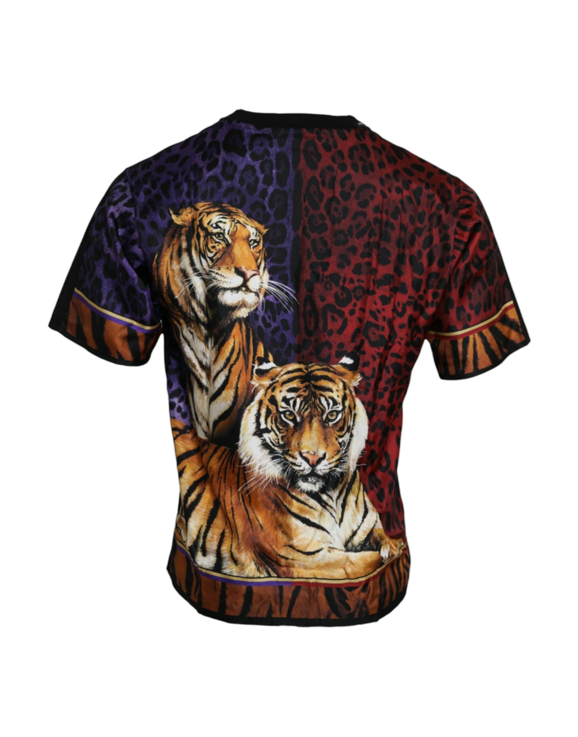 Dolce &amp; Gabbana Multicolor Tiger Print Cotton Short Sleeves T-shirt
