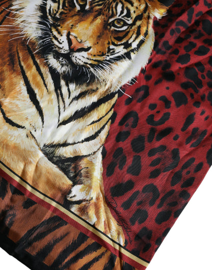 Dolce &amp; Gabbana Multicolor Tiger Print Cotton Short Sleeves T-shirt