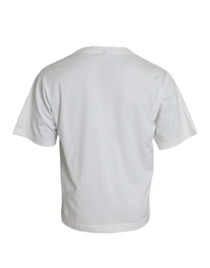 Dolce &amp;amp; Gabbana Vit utsmyckad bomulls-t-shirt med rund halsringning