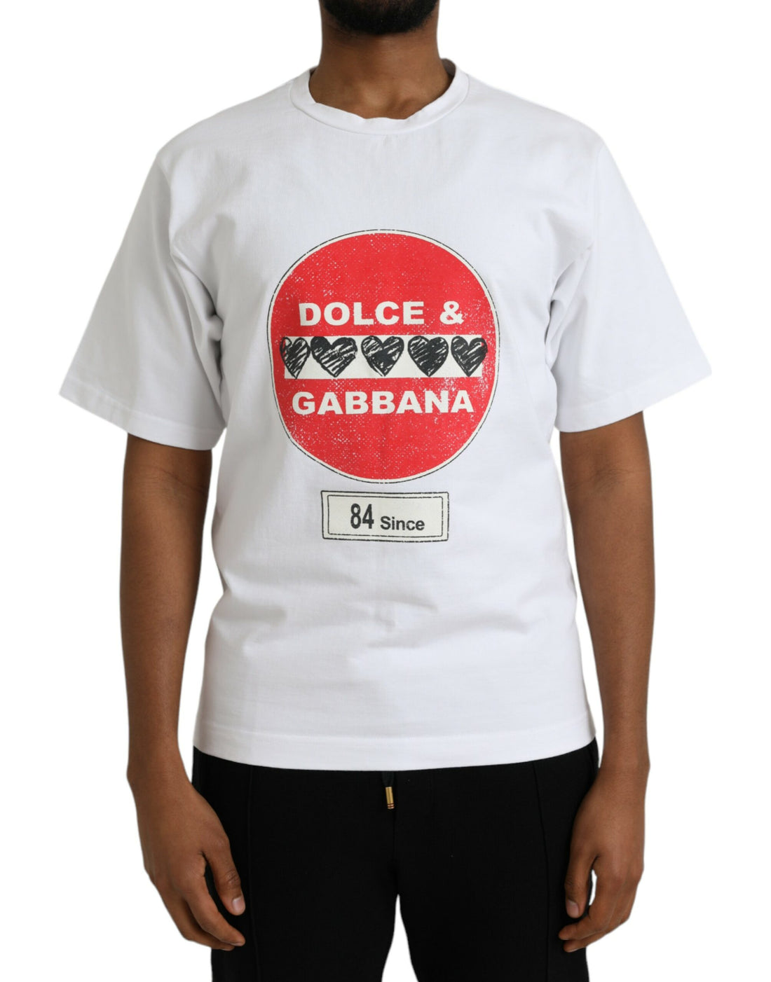 Dolce &amp;amp; Gabbana Vit Amor Heart Bomull Rundringad Kortärmad T-shirt