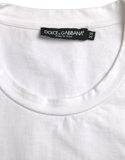 Dolce &amp;amp; Gabbana Vit Amor Heart Bomull Rundringad Kortärmad T-shirt