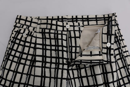 Dolce &amp; Gabbana White Black Striped Casual Shorts