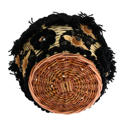 Dolce &amp; Gabbana Beige Straw Snakeskin Pom Pom Crystal AGNESE Bag