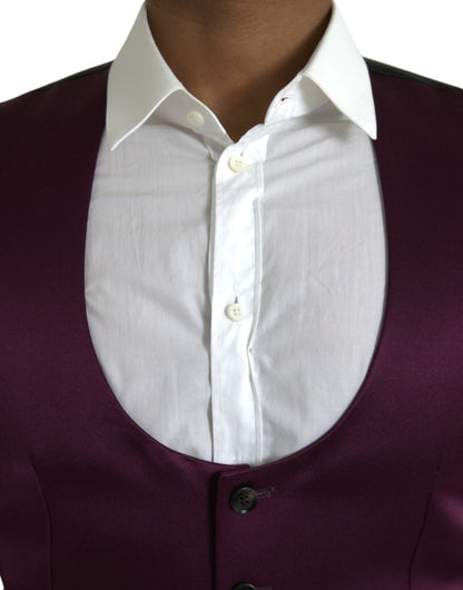 Dolce &amp;amp; Gabbana Rödbrun Satin Sidenväst Klänning Formell Väst