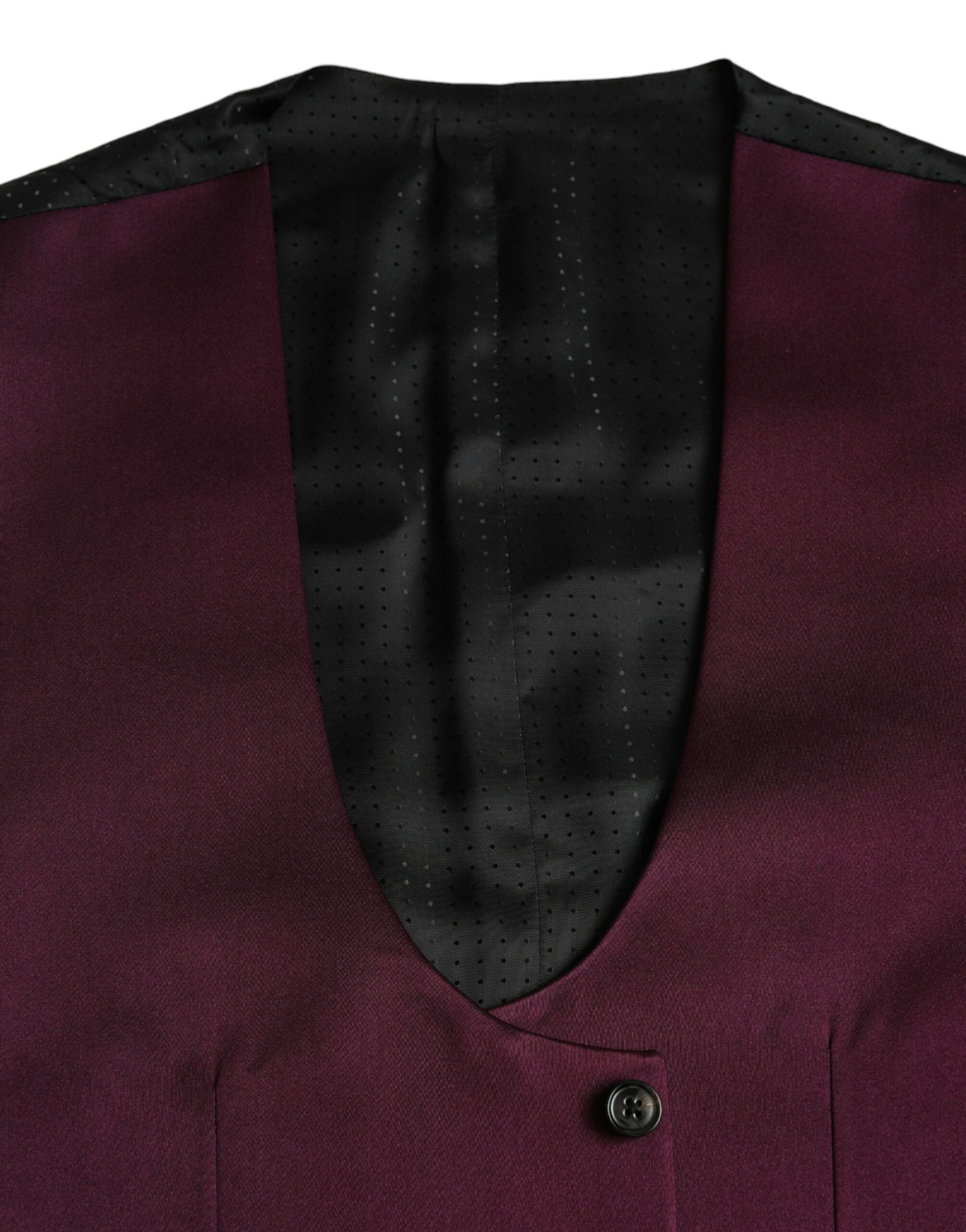 Dolce &amp;amp; Gabbana Rödbrun Satin Sidenväst Klänning Formell Väst