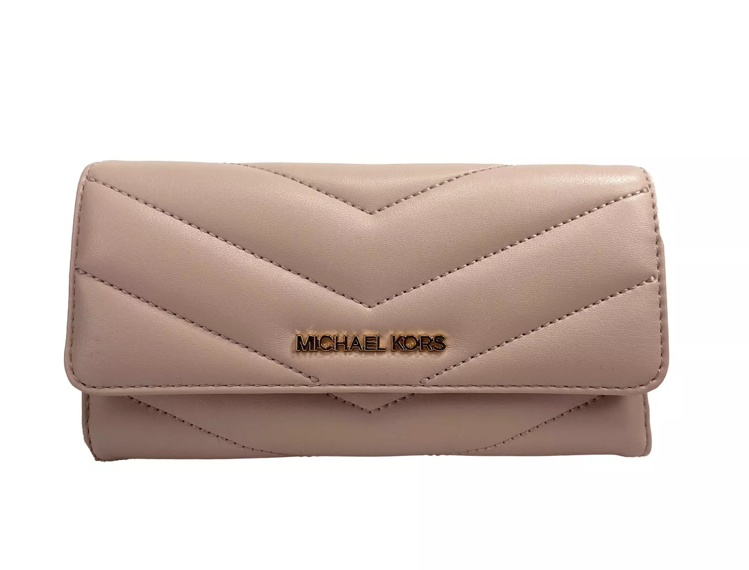 Michael Kors Jet Set Travel Stor Quilted Läder Trifold Plånbok Puderblush
