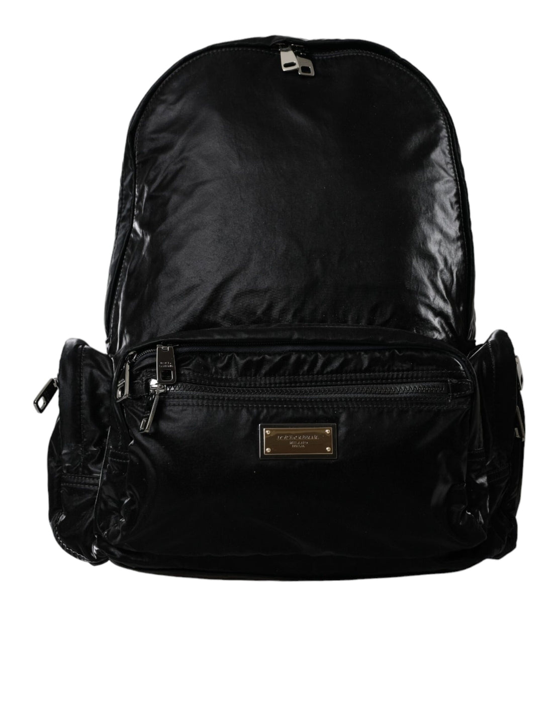 Dolce &amp;amp; Gabbana Svart Ryggsäck i Lackskinn med Logotypplakett