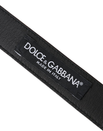 Dolce &amp;amp; Gabbana Brunt Läderbälte Silver Metallspänne Herr