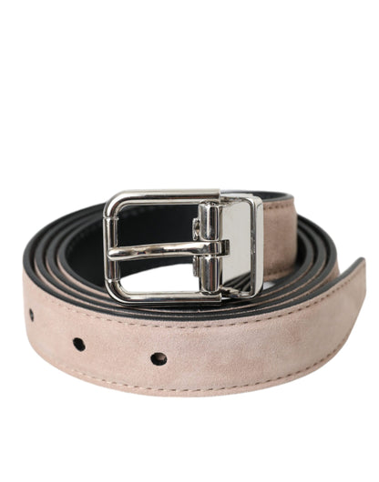 Dolce &amp;amp; Gabbana Beige Mocka Läder Silver Spänne Bälte Herr