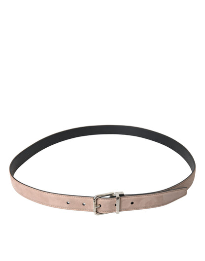 Dolce &amp;amp; Gabbana Beige Mocka Läder Silver Spänne Bälte Herr