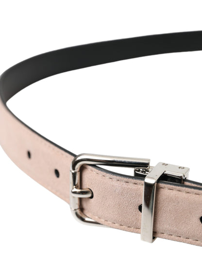 Dolce &amp;amp; Gabbana Beige Mocka Läder Silver Spänne Bälte Herr