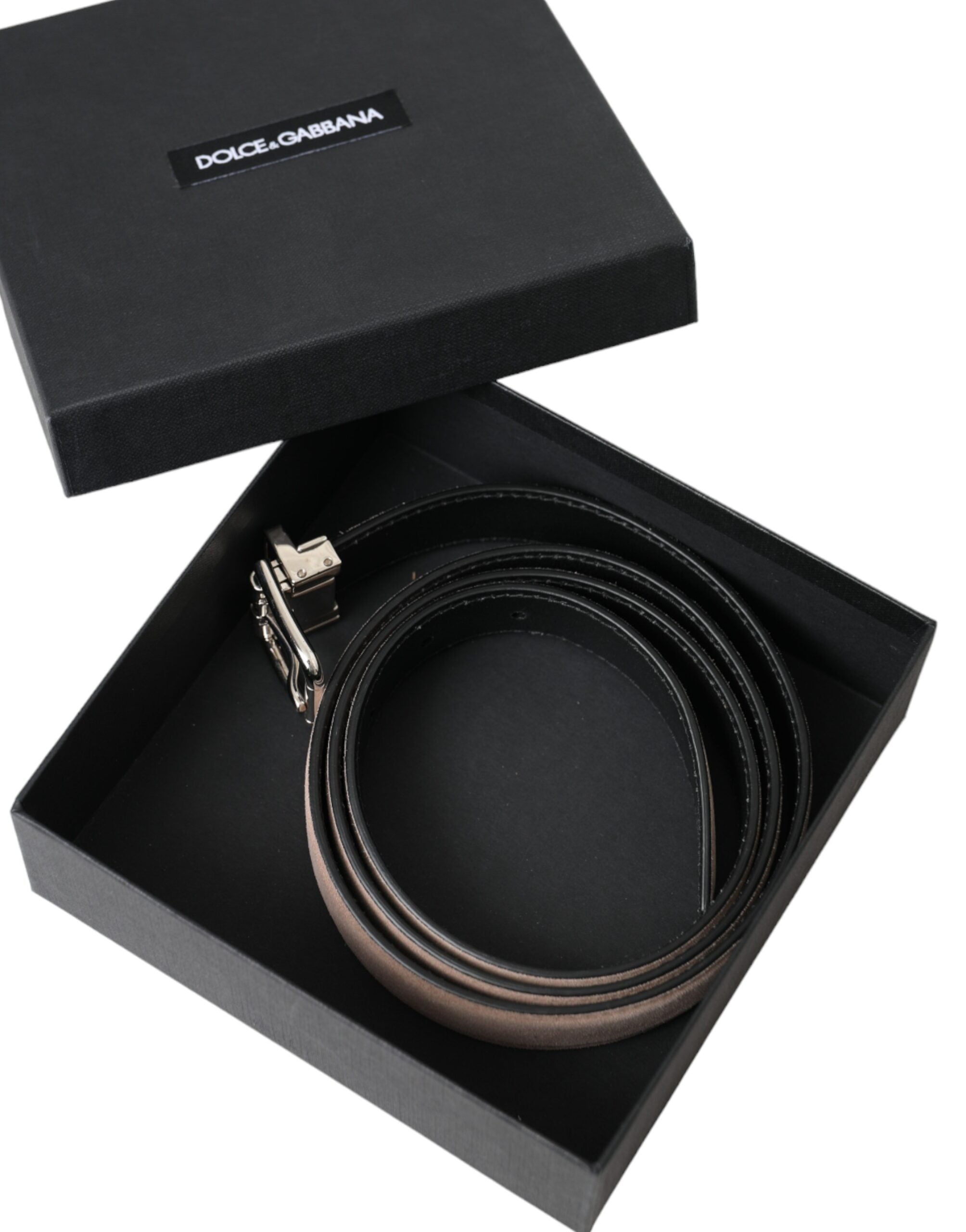 Dolce &amp;amp; Gabbana Beige Mocka Läder Silver Spänne Bälte Herr