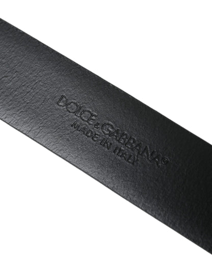 Dolce &amp;amp; Gabbana Blått Kalvskinnsbälte med Guldfärgat Metallspänne Herrbälte