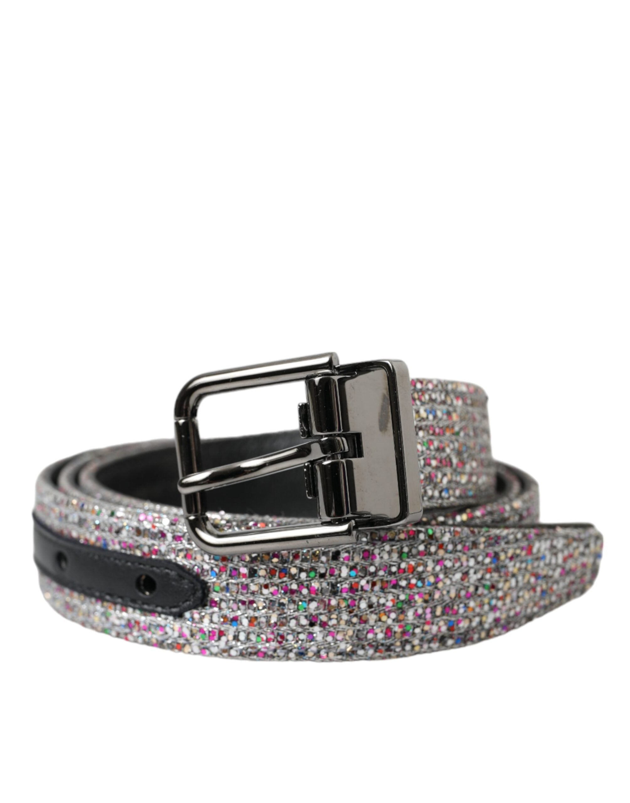 Dolce &amp;amp; Gabbana Flerfärgat Utsmyckat Silverbälte med Metallspänne