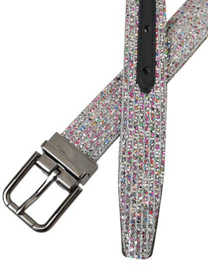 Dolce &amp;amp; Gabbana Flerfärgat Utsmyckat Silverbälte med Metallspänne