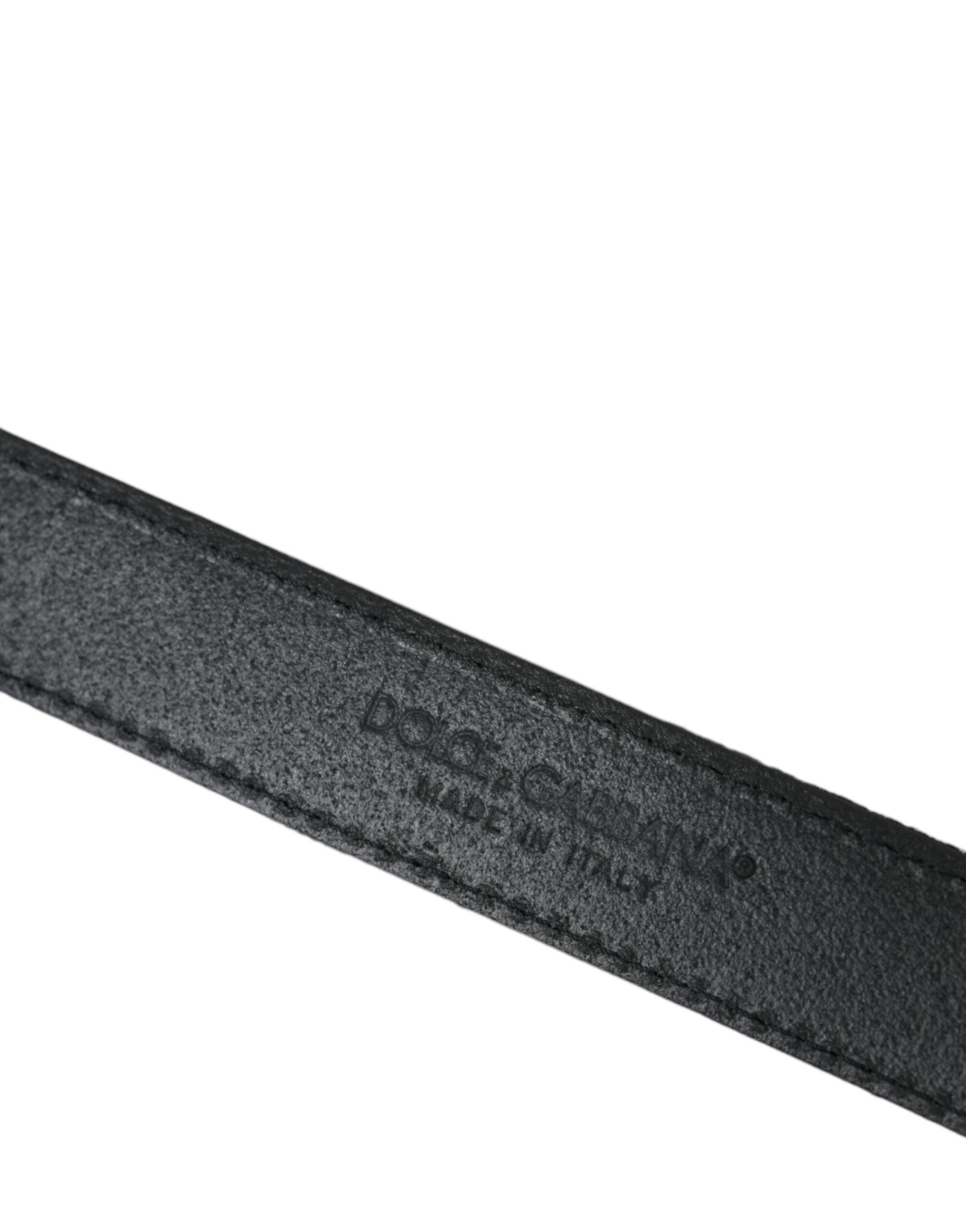 Dolce &amp;amp; Gabbana Svart Jacquardränder Silverfärgat Metallspännesbälte