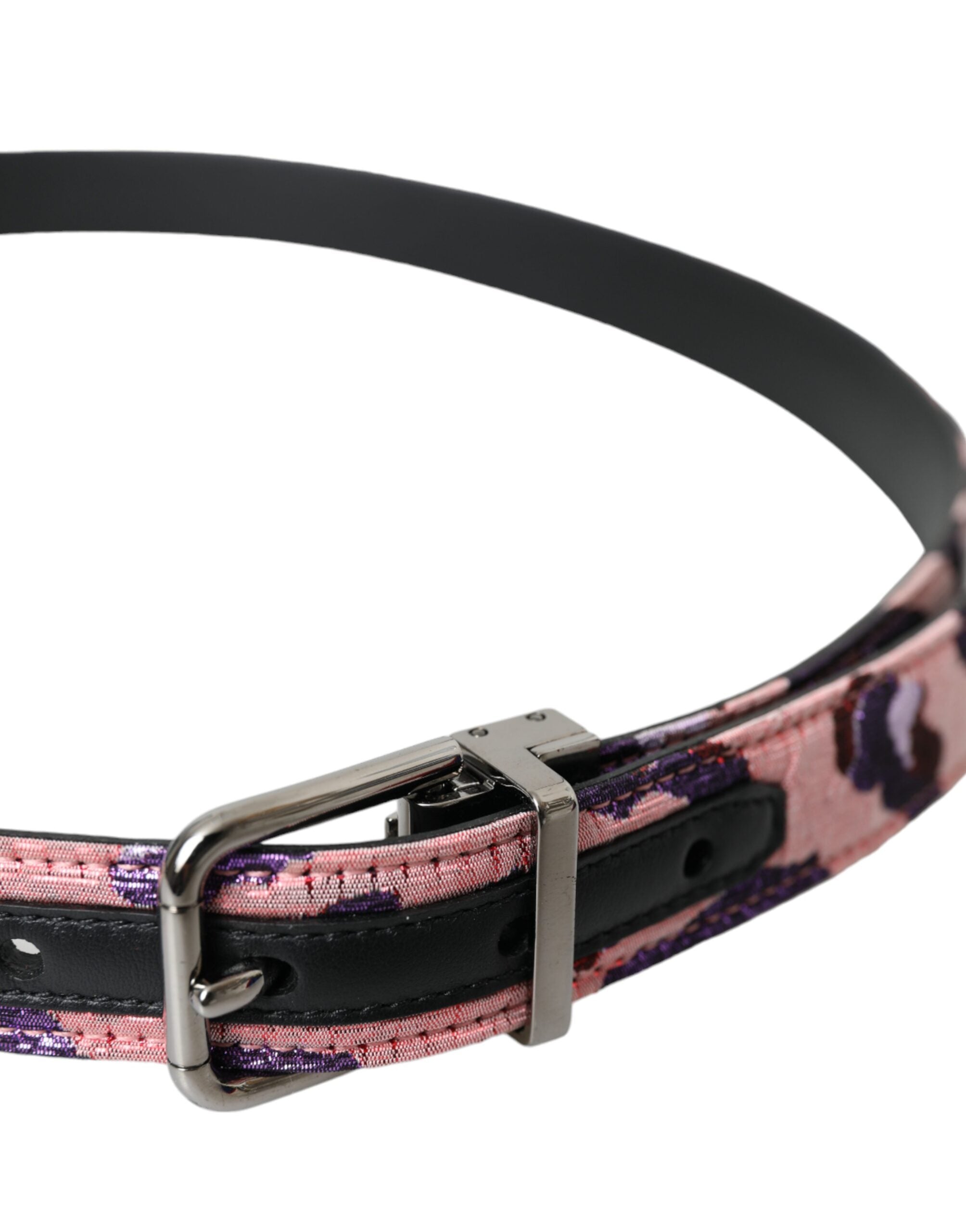 Dolce &amp;amp; Gabbana Flerfärgad Jacquard Läderbälte med Metallspänne