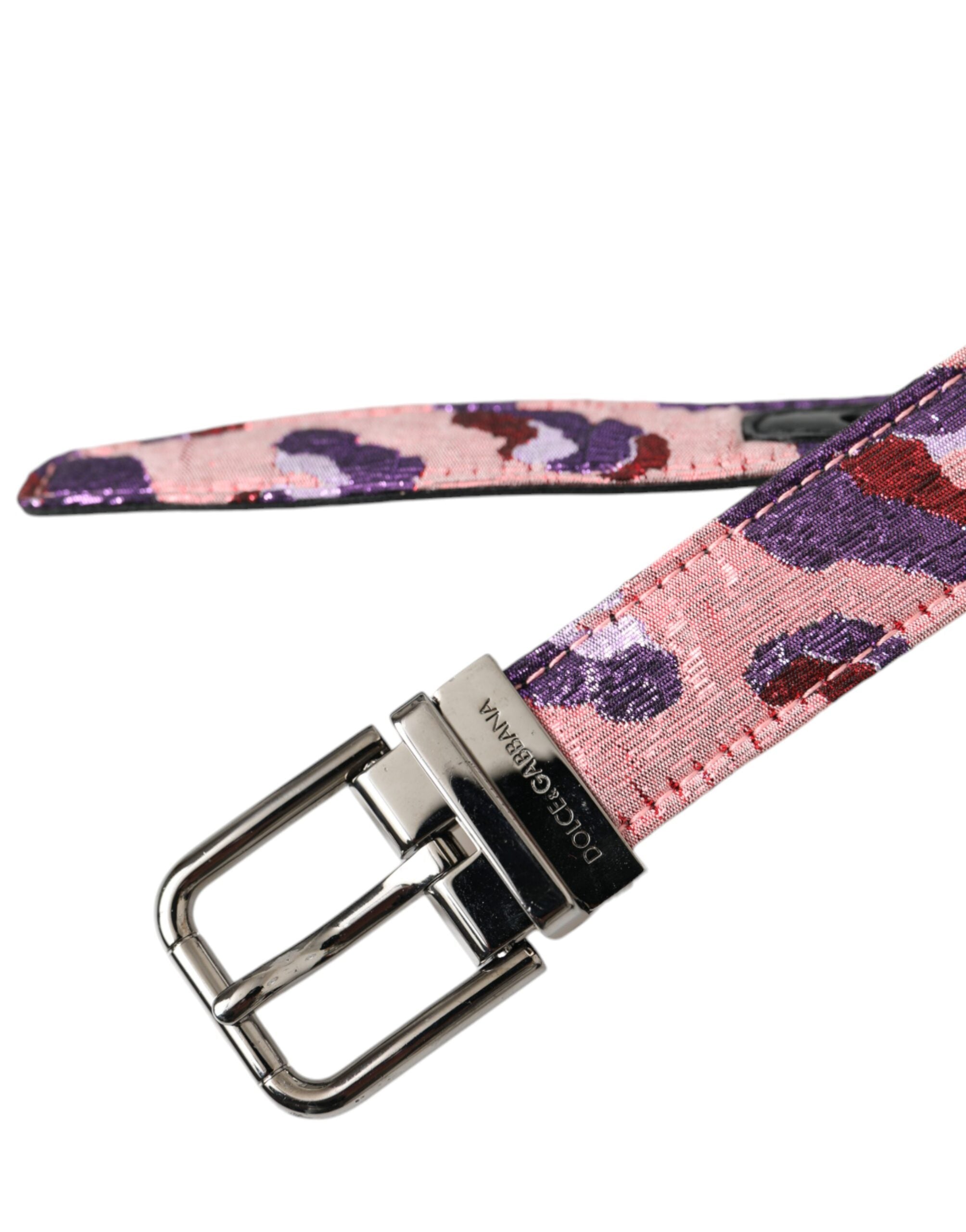 Dolce &amp;amp; Gabbana Flerfärgad Jacquard Läderbälte med Metallspänne