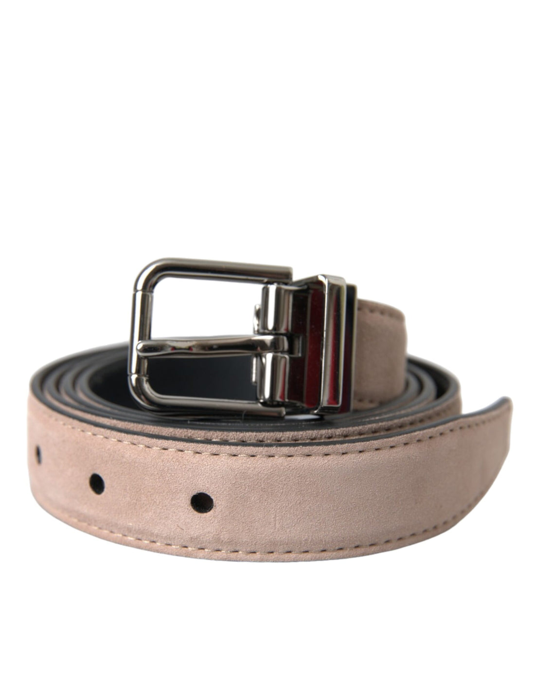 Dolce &amp;amp; Gabbana Beige Mocka Läder Silver Spänne Bälte Herr