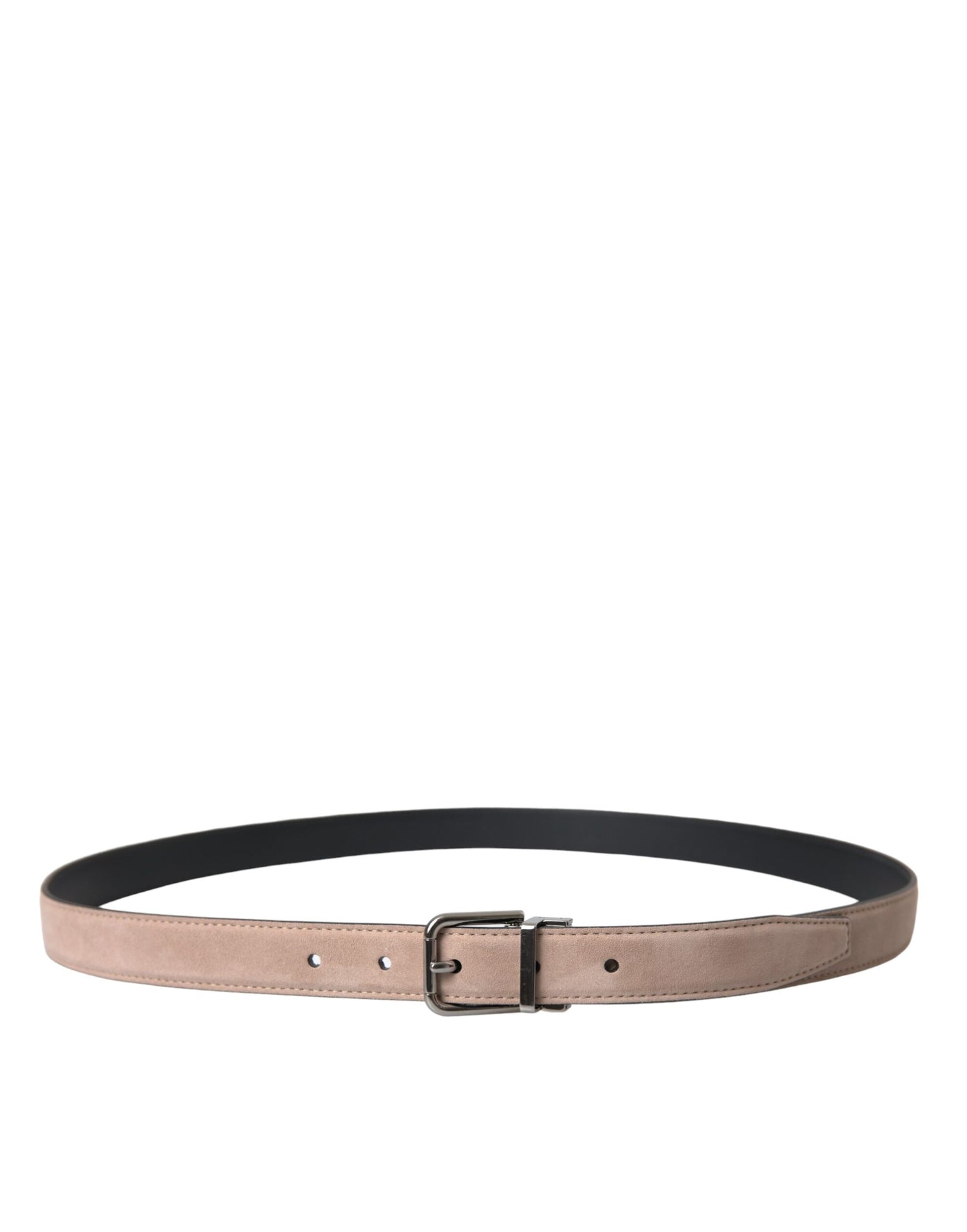 Dolce &amp;amp; Gabbana Beige Mocka Läder Silver Spänne Bälte Herr