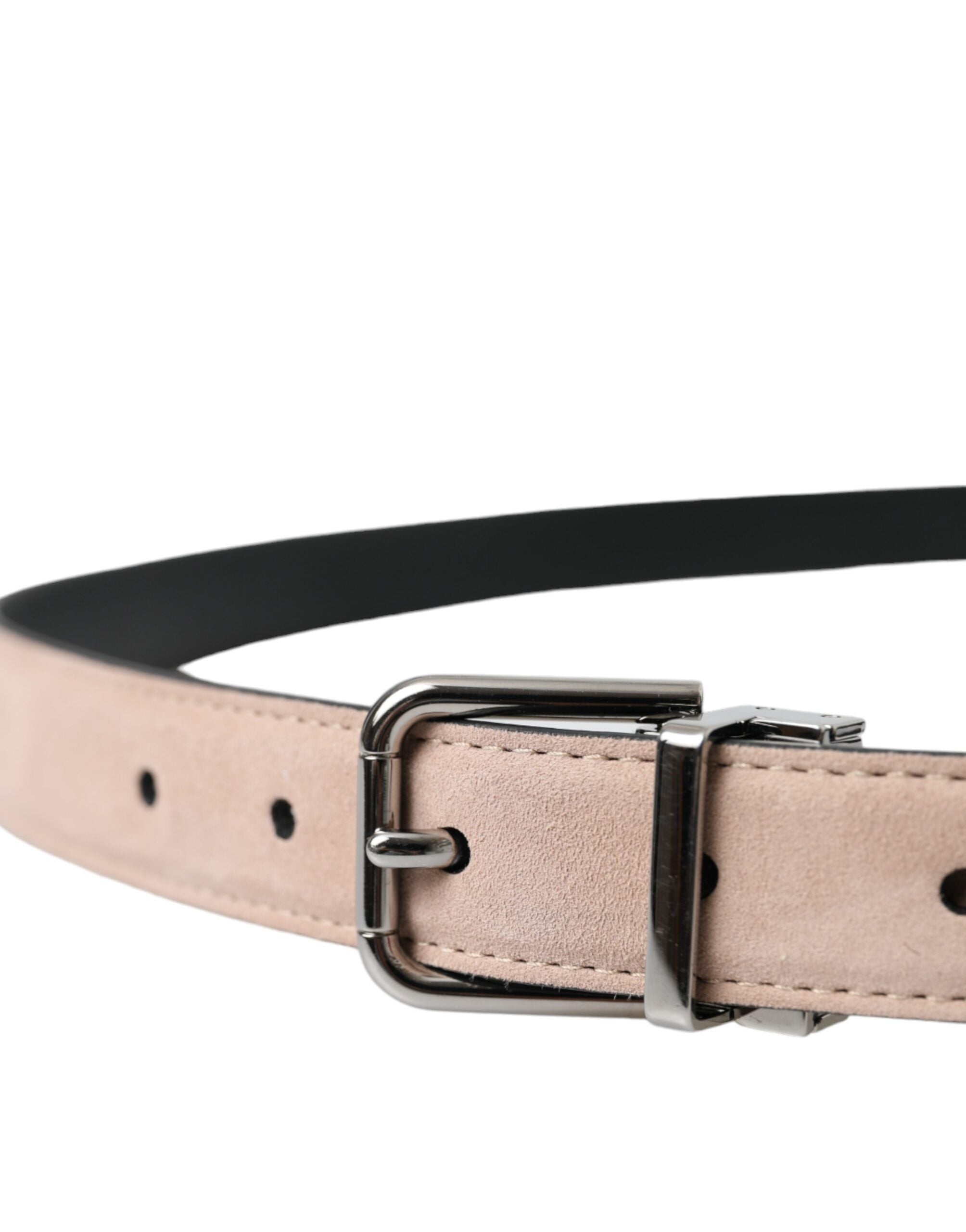 Dolce &amp;amp; Gabbana Beige Mocka Läder Silver Spänne Bälte Herr
