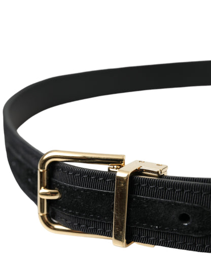 Dolce &amp;amp; Gabbana Svart Gros Grain Guldfärgad Metallspänne Bälte Herr