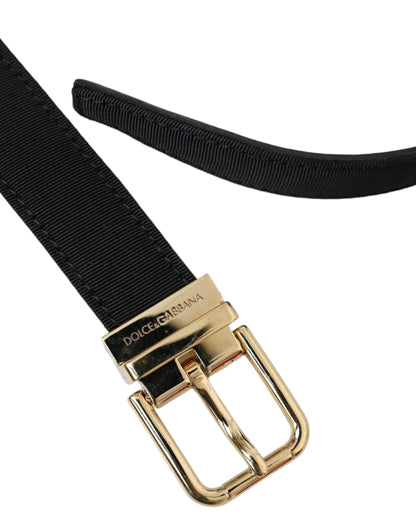 Dolce &amp;amp; Gabbana Svart Gros Grain Guldfärgad Metallspänne Bälte Herr