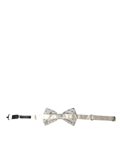 Dolce &amp;amp; Gabbana Vit Svart Prickig Polyester Fluga Herr