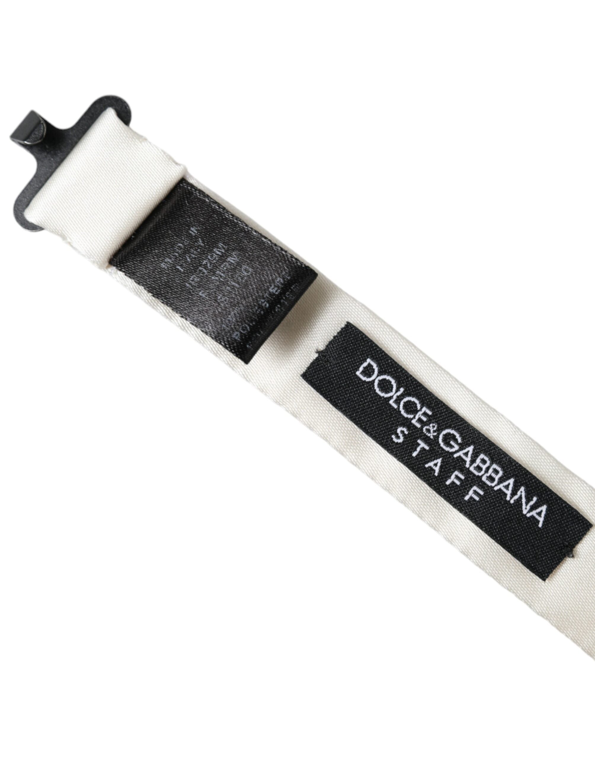 Dolce &amp;amp; Gabbana Vit Svart Prickig Polyester Fluga Herr