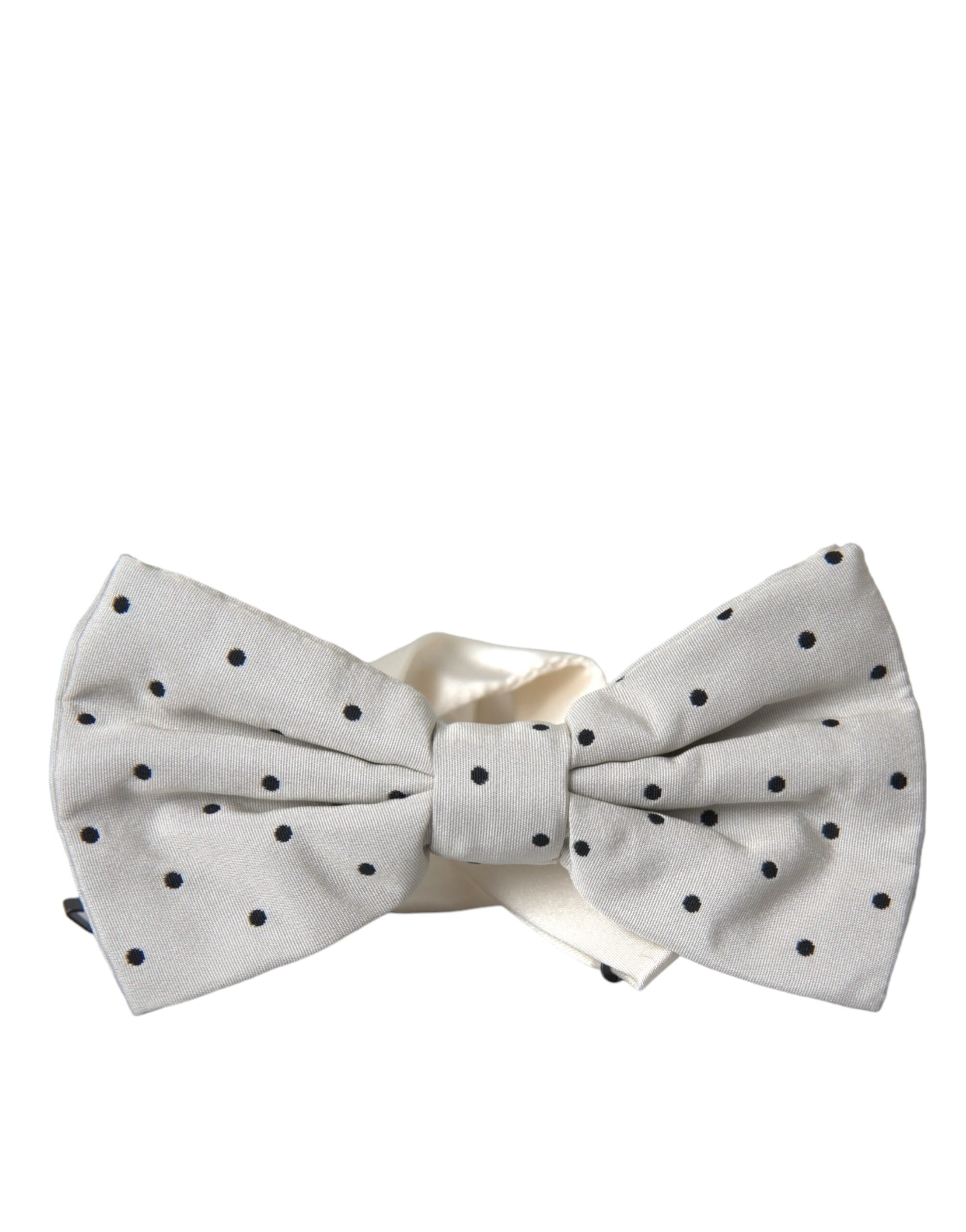 Dolce &amp;amp; Gabbana Vit Svart Prickig Polyester Fluga Herr