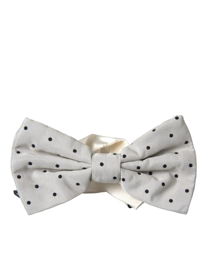 Dolce &amp;amp; Gabbana Vit Svart Prickig Polyester Fluga Herr