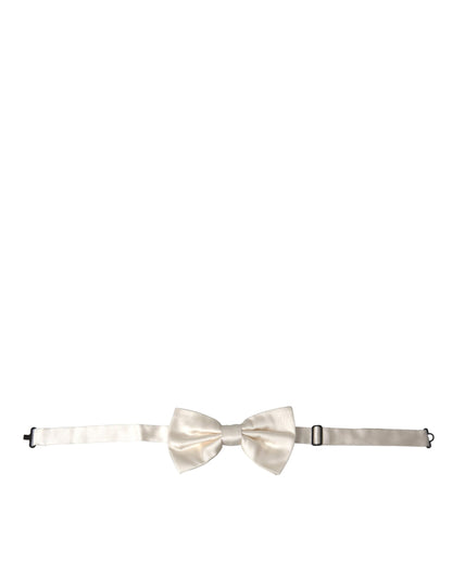 Dolce &amp;amp; Gabbana Off White Siden Justerbar Halsringning Herrfluga