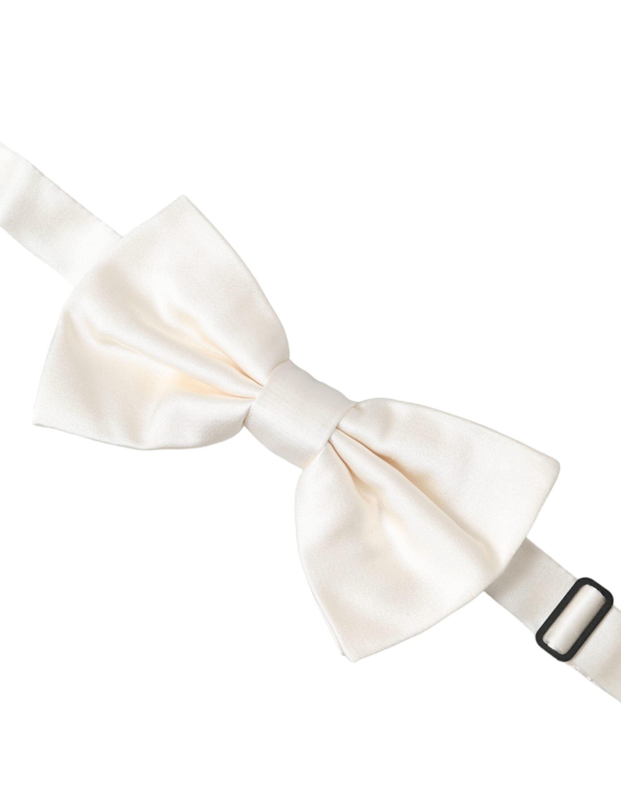 Dolce &amp;amp; Gabbana Off White Siden Justerbar Halsringning Herrfluga