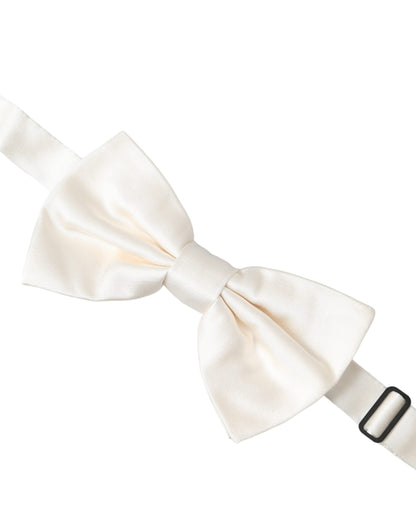 Dolce &amp;amp; Gabbana Off White Siden Justerbar Halsringning Herrfluga